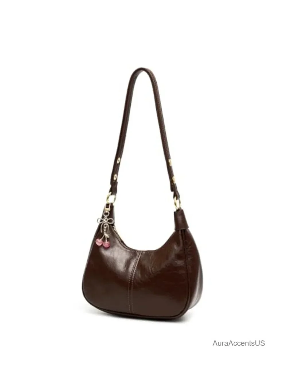Small Crescent Hobo Shoulder Bag Vegan Leather Crossbody